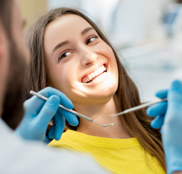 Smiling patient during dental checkup